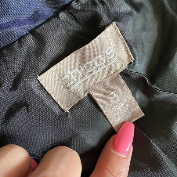 Chico’s Vest Windbreaker Swishy Blue Pockets Zip Front Lightweight Women’s XL - Picture 9 of 9